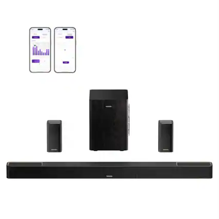 Front. Ultimea - ULTIMEA Skywave Series 5.1.2ch Wireless Surround Sound System for TV, Dolby Atmos Sound Bar, 530W - Black.