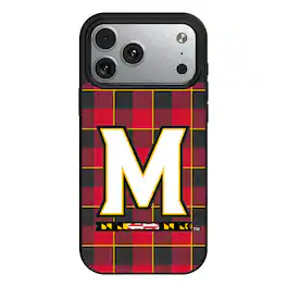 Keyscaper - NCAA - Maryland Terrapins Plaid Magnetic Bump iPhone Case - 16 - Black