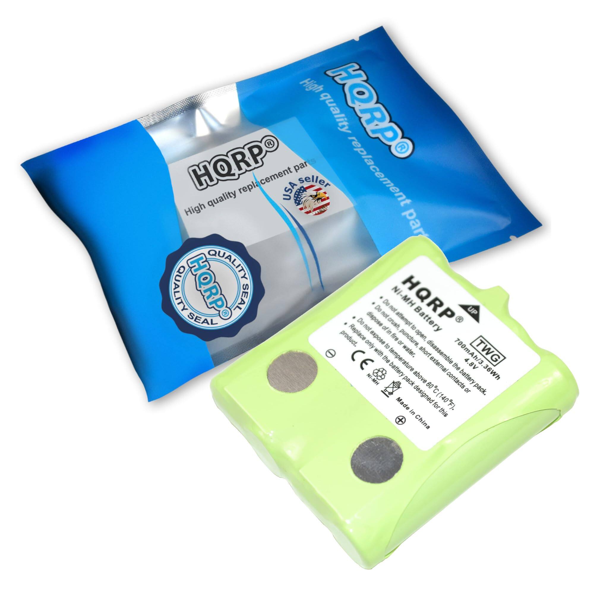 High quality replacement parts seller - High quality HQRP SEAL Do not dispose of the battery. Do not attempt to puncture or disassemble the battery pack. Do not dispose of the battery pack with water. Do not dispose of the battery pack above 80°F (27°C). Made in China

HQRP
High quality replacement parts

HQRP
QUALITY SEAL

HQRP
700mAh/3.6Wh
4.8V
TWG
CE