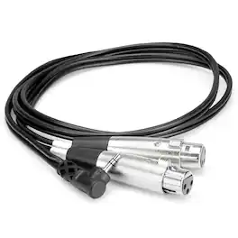 Hosa Technology - 1' Dual XLR3F to Right-angle 3.5 mm TRS Microphone Cable