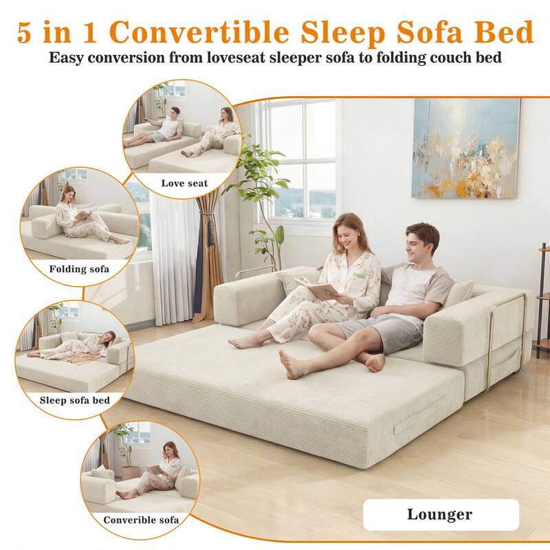 5 in 1 Convertible Sleep Sofa Bed  
Easy conversion from loveseat sleeper sofa to folding couch bed  

- Love seat  
- Folding sofa  
- Sleep sofa bed  
- Convertible sofa  
- Lounger