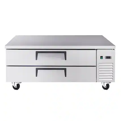 Front. BEARSOLIM - 2 Drawer Undercounter Refrigerator 33 41F,48" Refrigerated Chef Base Ventilated Cooling - sliver.