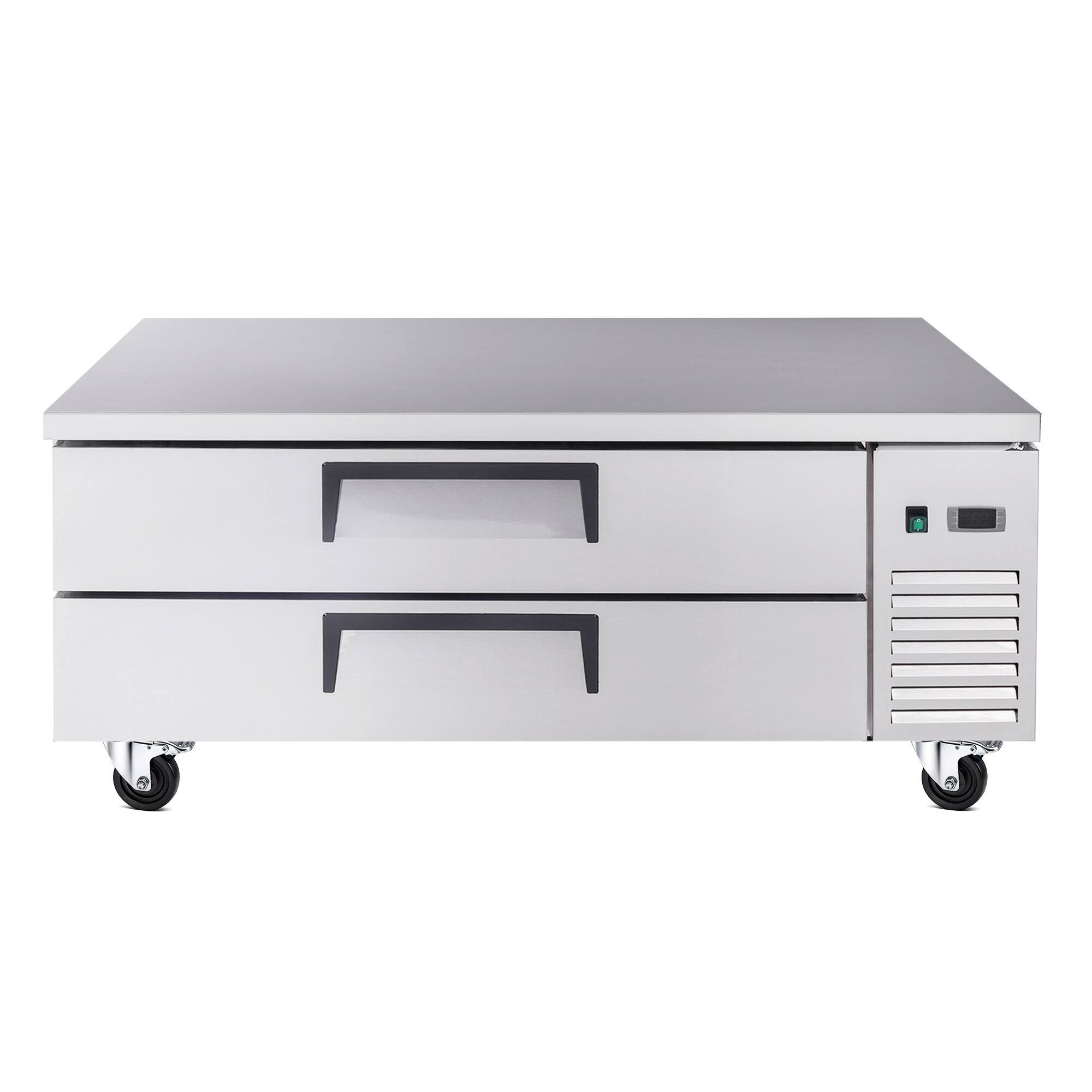 Front. BEARSOLIM - 2 Drawer Undercounter Refrigerator 33 41F,48" Refrigerated Chef Base  Ventilated Cooling - sliver.