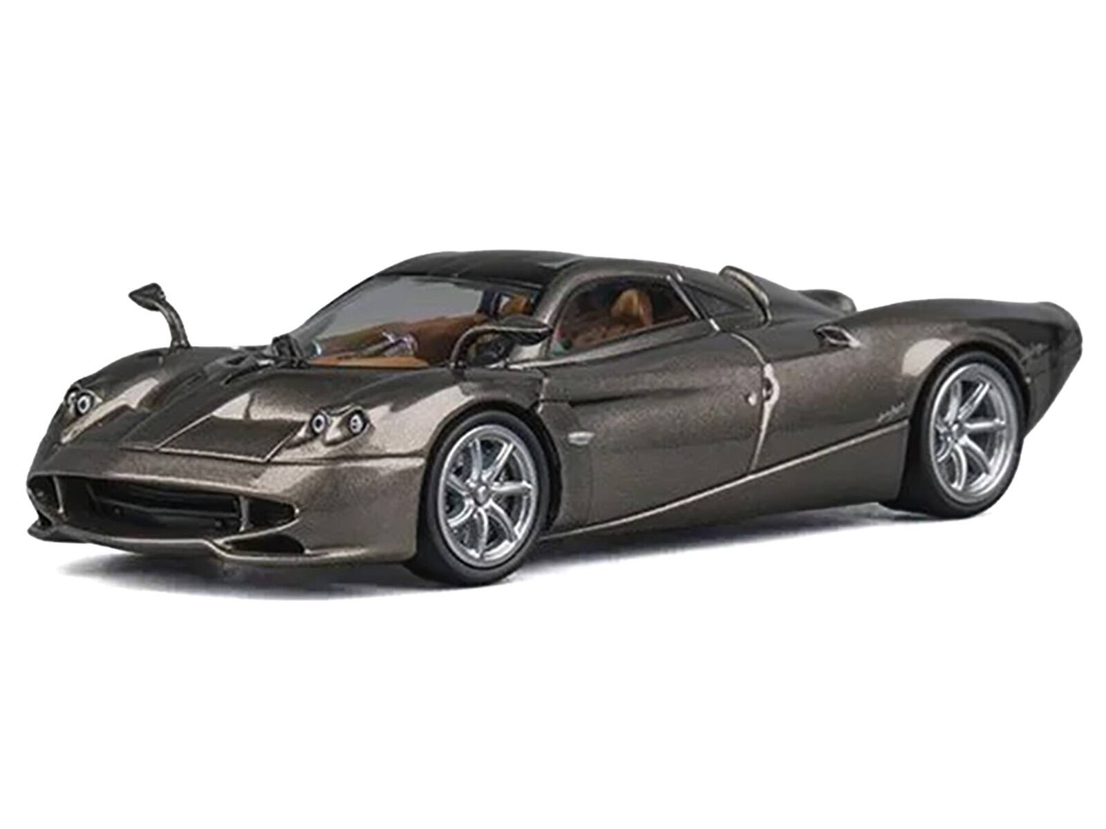 Alt View 1. CM Models - Pagani Huayra Codalunga Gunmetal Gray Metallic with Sunroof and Extra Wheels 1/64 Diecast Model Car by CM Model.