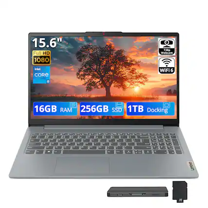 15.6" Full HD 1080p
720p Webcam
Intel Core i5
WiFi 6
16GB RAM
256GB SSD
1TB Docking
Lenovo