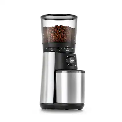 Front. OXO - Brew Time Based Conical Burr Coffee Grinder - Stainless Steel.