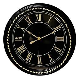 FC Design - 14"H Black & Gold Ornate Roman Numeral Round Wall Clock - Multicolor