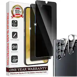 Entronix - Anti-Spy Privacy Screen and Camera Lens Protector for Galaxy S22 Ultra - 4-Piece Set - Transparent
