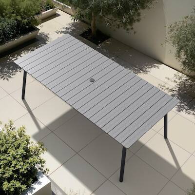 Alt View 6. Crestlive Products - Crestlive Products 82in Plastic Wood Top Aluminum Frame Rectangle Outdoor Dining Table with Umbrella Hole - Gray.