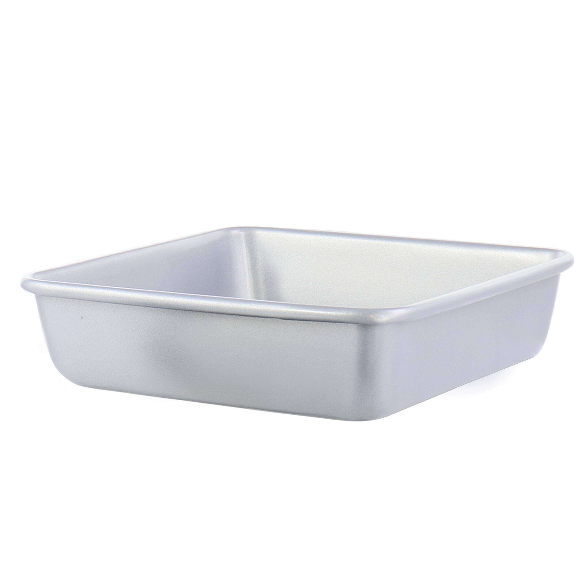 Front. Martha Stewart - Martha Stewart Everyday Bakeaway 9 Inch Square Carbon Steel Baking Pan in Silver - Silver.