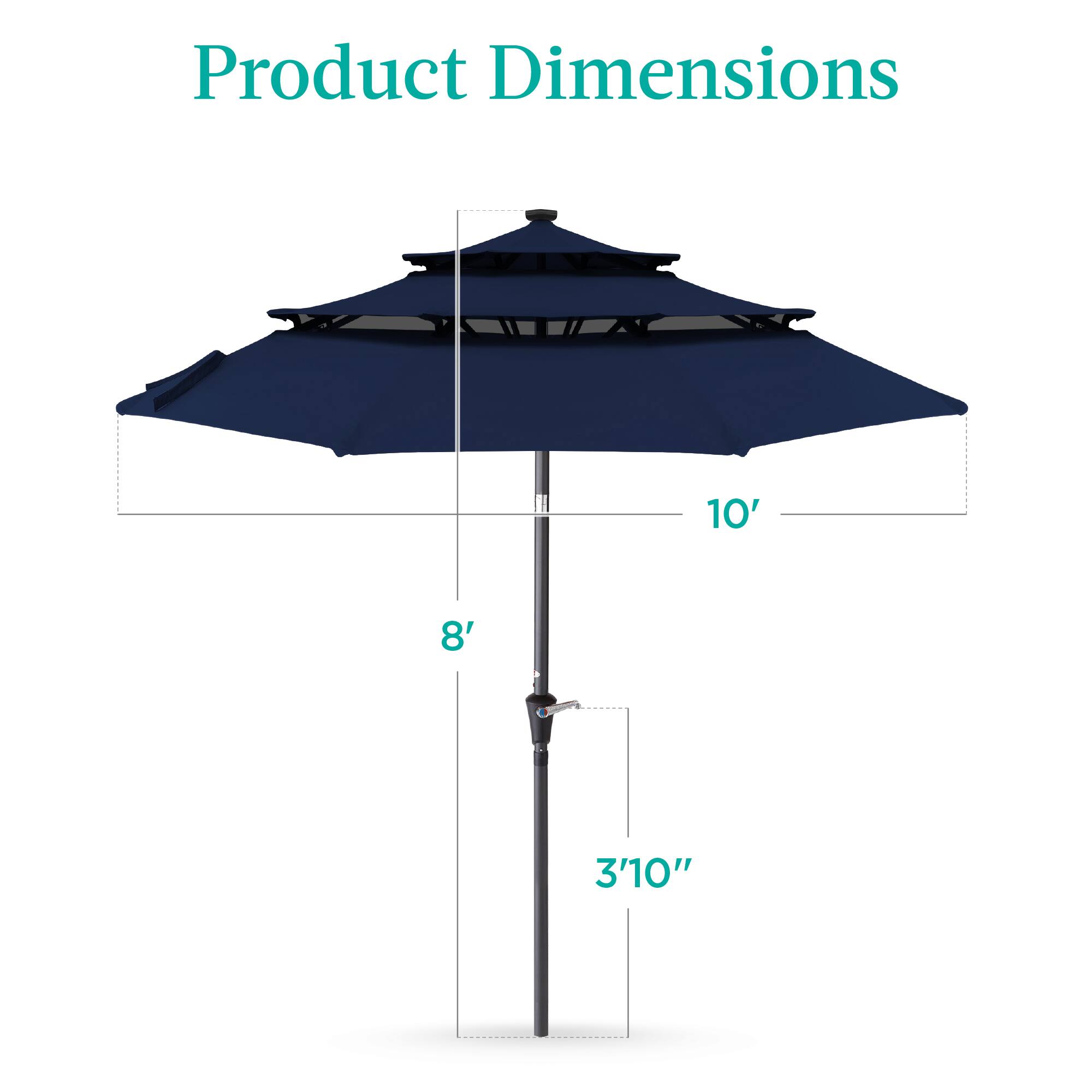 Product Dimensions

- 10'
- 8'
- 3'10"