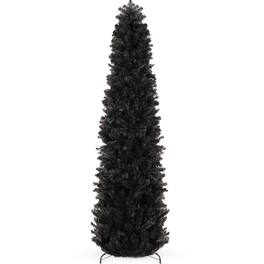 Best Choice Products - 12ft Artificial Holiday Christmas Pencil Tree w/ 1,800 Tips, Metal Base - Black