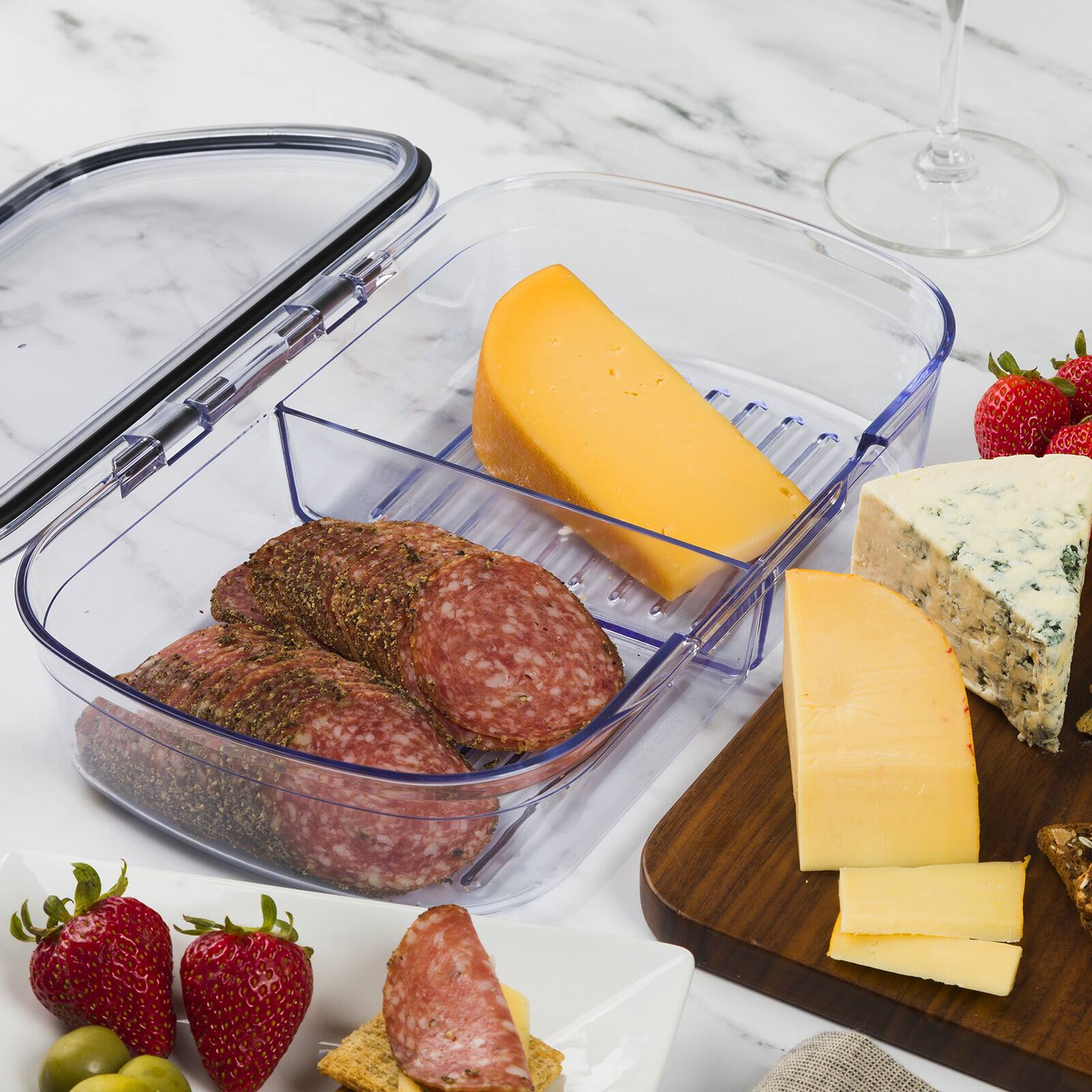 Alt View 5. Progressive International - ProKeeper+ Airtight Split Deli Storage Container, Clear Plastic - Clear.