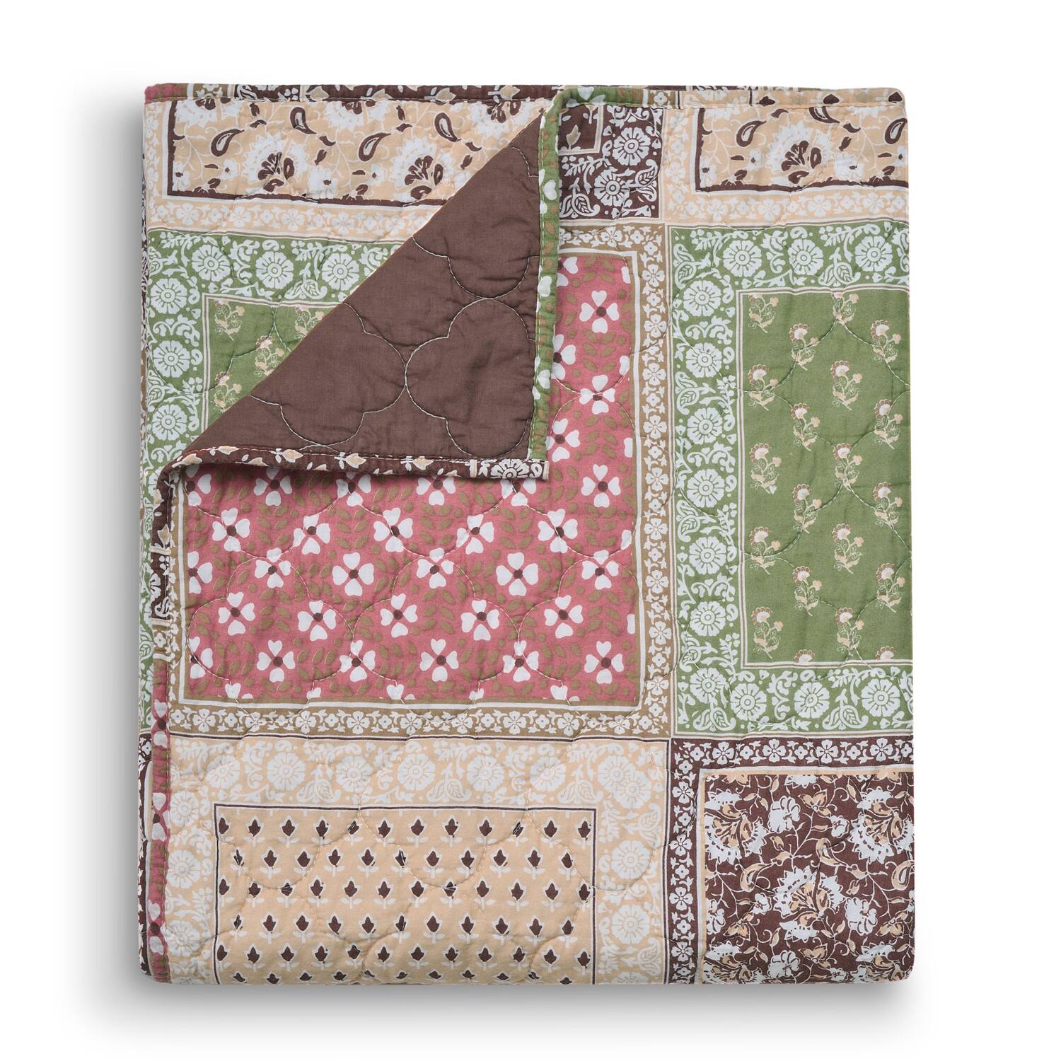 Left. Greenland Home Fashions - Greenland Home Fashion Priya 100% Cotton Reversible Accessory Throw Blanket 50" x 60" Multicolor - Multi.
