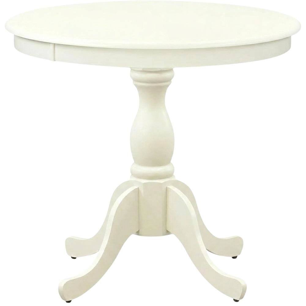 Angle. FurniFact - Linen White Round Pedestal Table - Linen White.