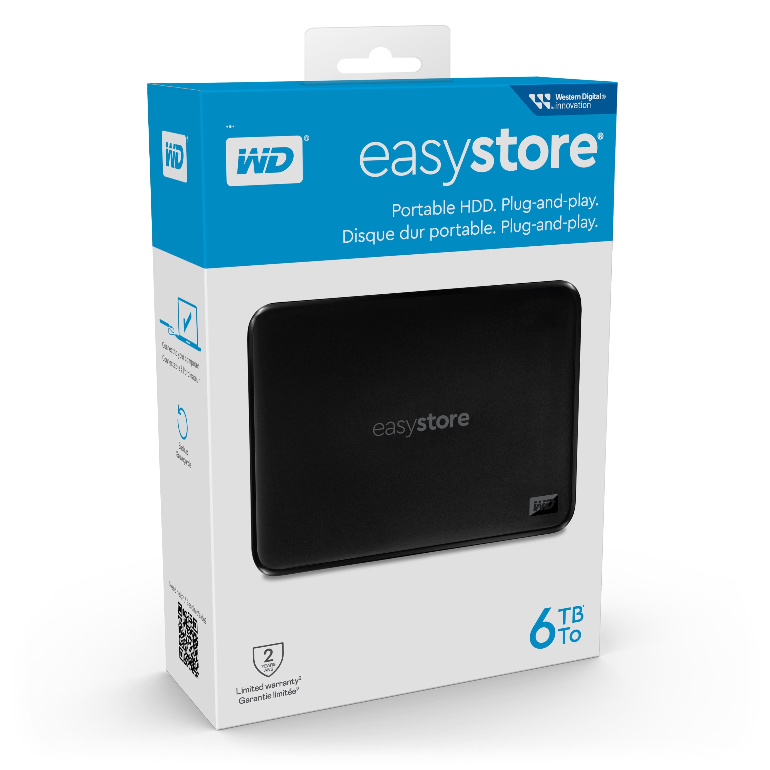 WD Easystore 6TB External USB 3.2 Gen 1 Portable Hard Drive Black ...