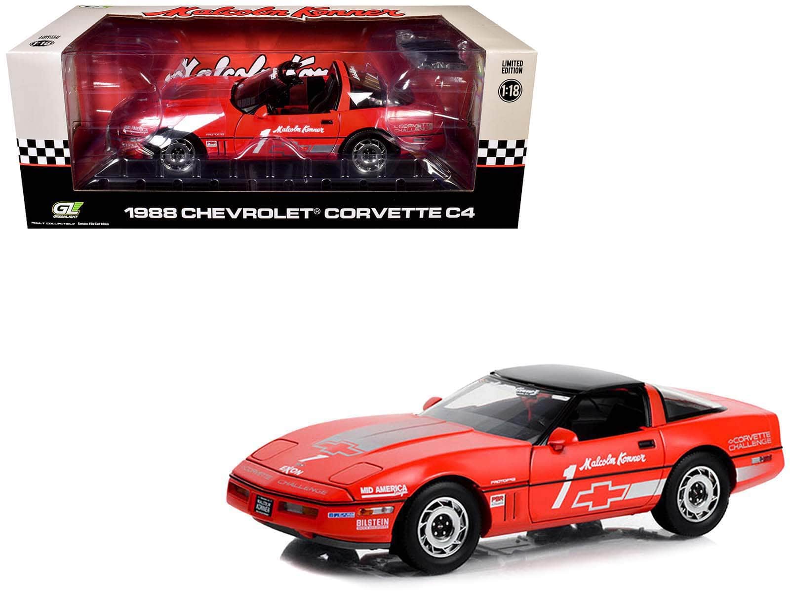 "1988 Chevrolet Corvette C4 #1 ""Corvette Challenge Race Car"" Red with Black Top 1/18 Diecast Model Car by Greenlight" price history on PriceWatchPro