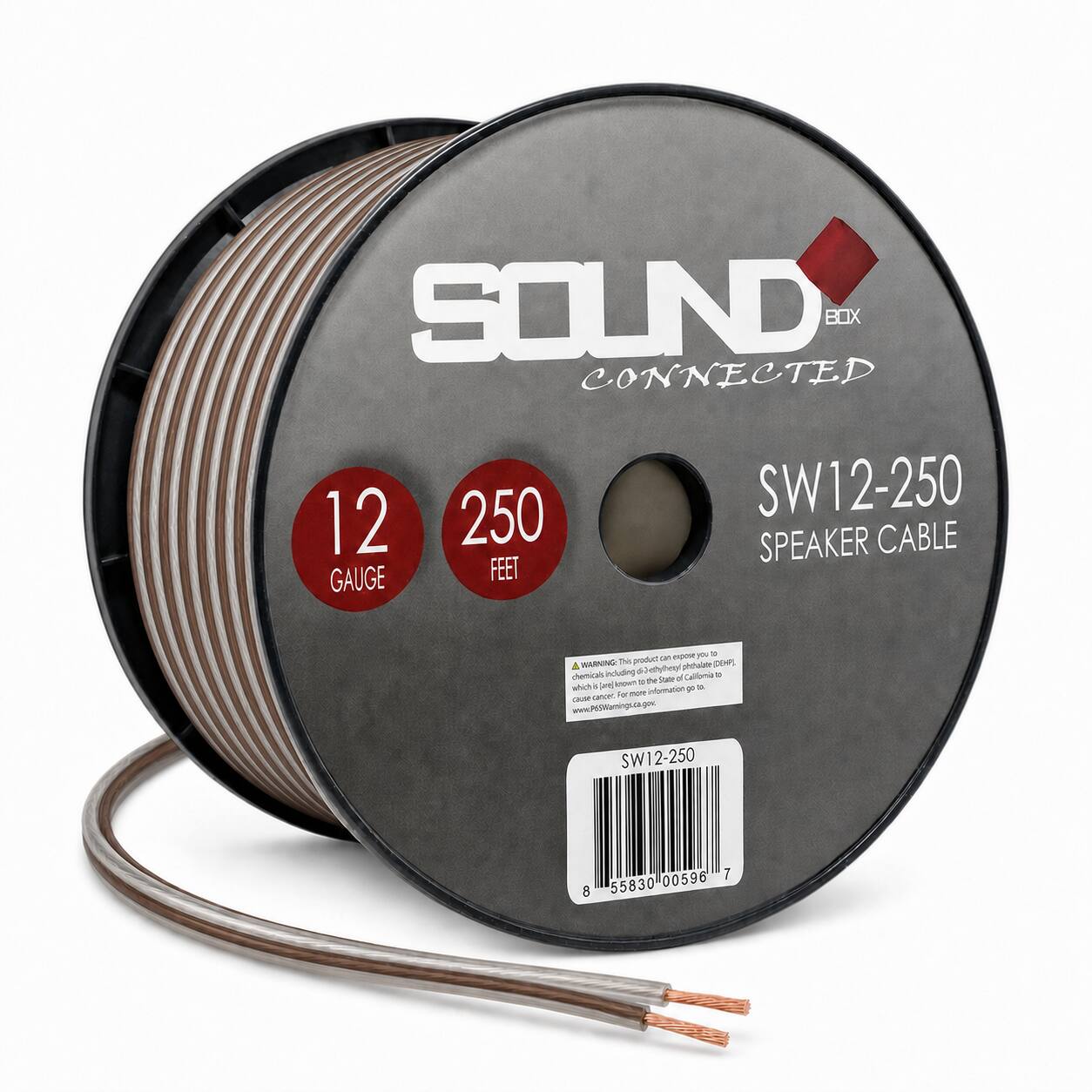 SoundBox - SW12-250, 12 Gauge CCA Speaker Wire Spool - 250 Ft