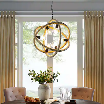 Front. Modway - Transpose Rope Pendant Chandelier by Modway - Black.