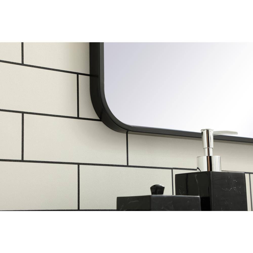 Alt View 2. Elegant Decor - Soft corner metal rectangular mirror 30x36 inch in Black - Black.