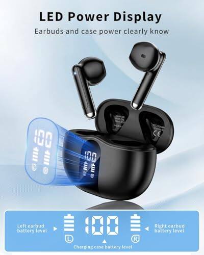 LED Power Display  
Earbuds and case power clearly know  
100  
100  
Left earbud battery level  
Charging case battery level  
Right earbud battery level