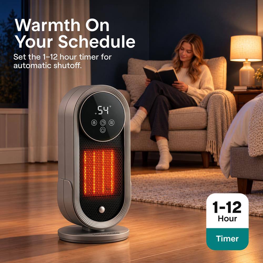 SereneLife Portable Wi Fi Space Heater, PTC Ceramic Heater with ...