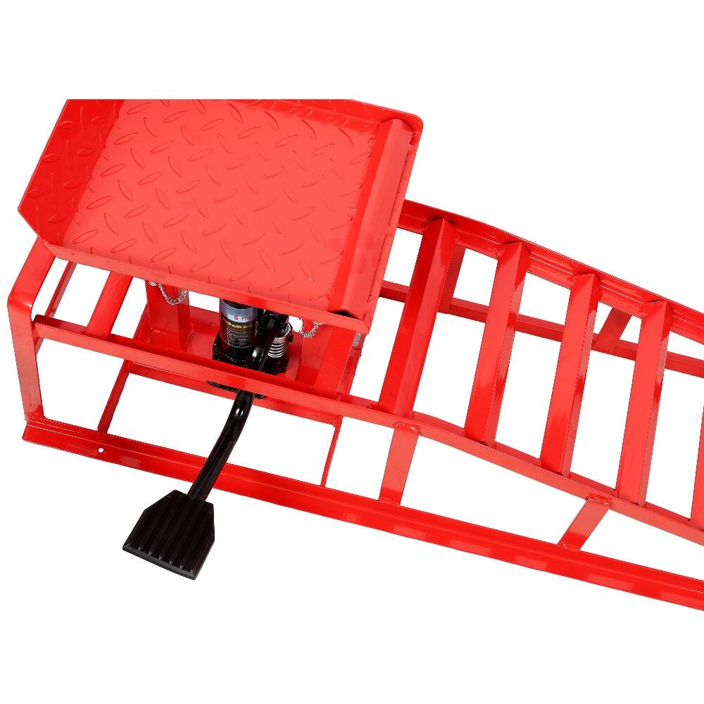 Alt View 3. Ropilly - Ropilly 5 Ton Hydraulic Car Ramps with Pedal Heavy Duty Steel Auto Repair Lift 10000 lbs Truck Service Ramps 2 Pack Red.