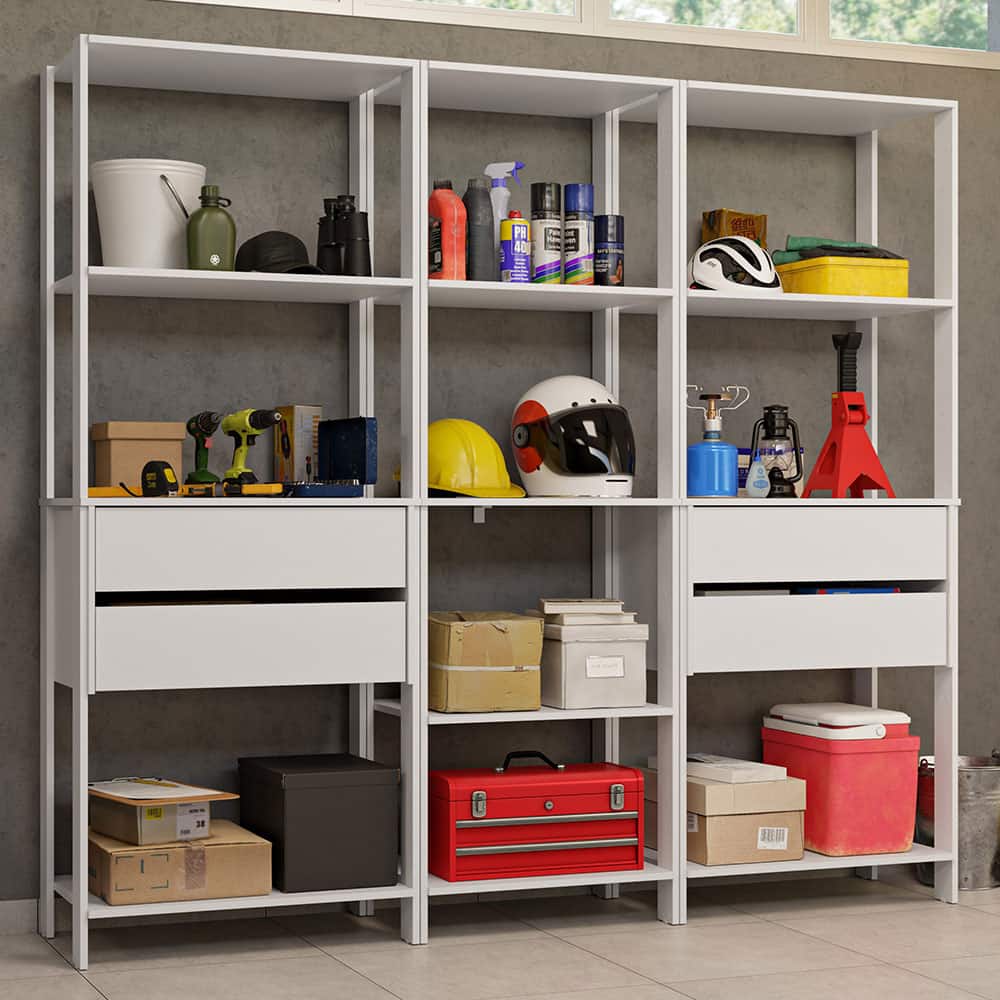 "Madesa - Garage Storage Rack with 4 Drawers and Open Shelves 78""L - White - White" price history on PriceWatchPro