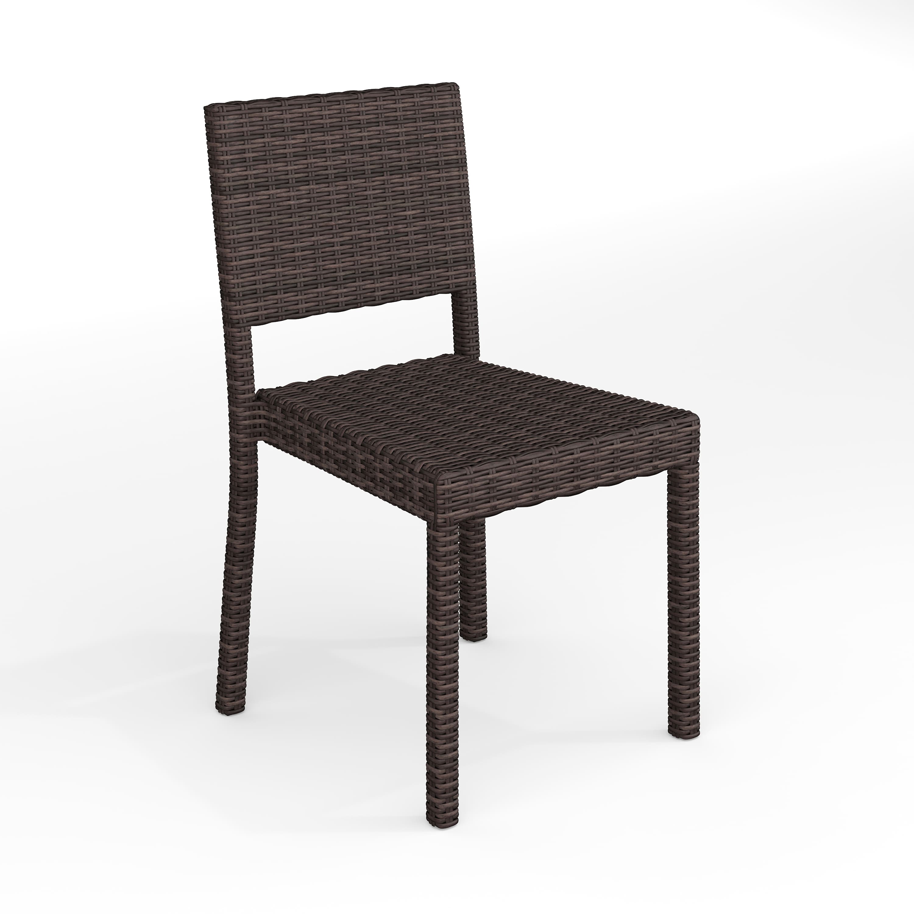 Martha Stewart - Bedford Outdoor Rattan Wicker Stackable Side Dining Chair - Brown