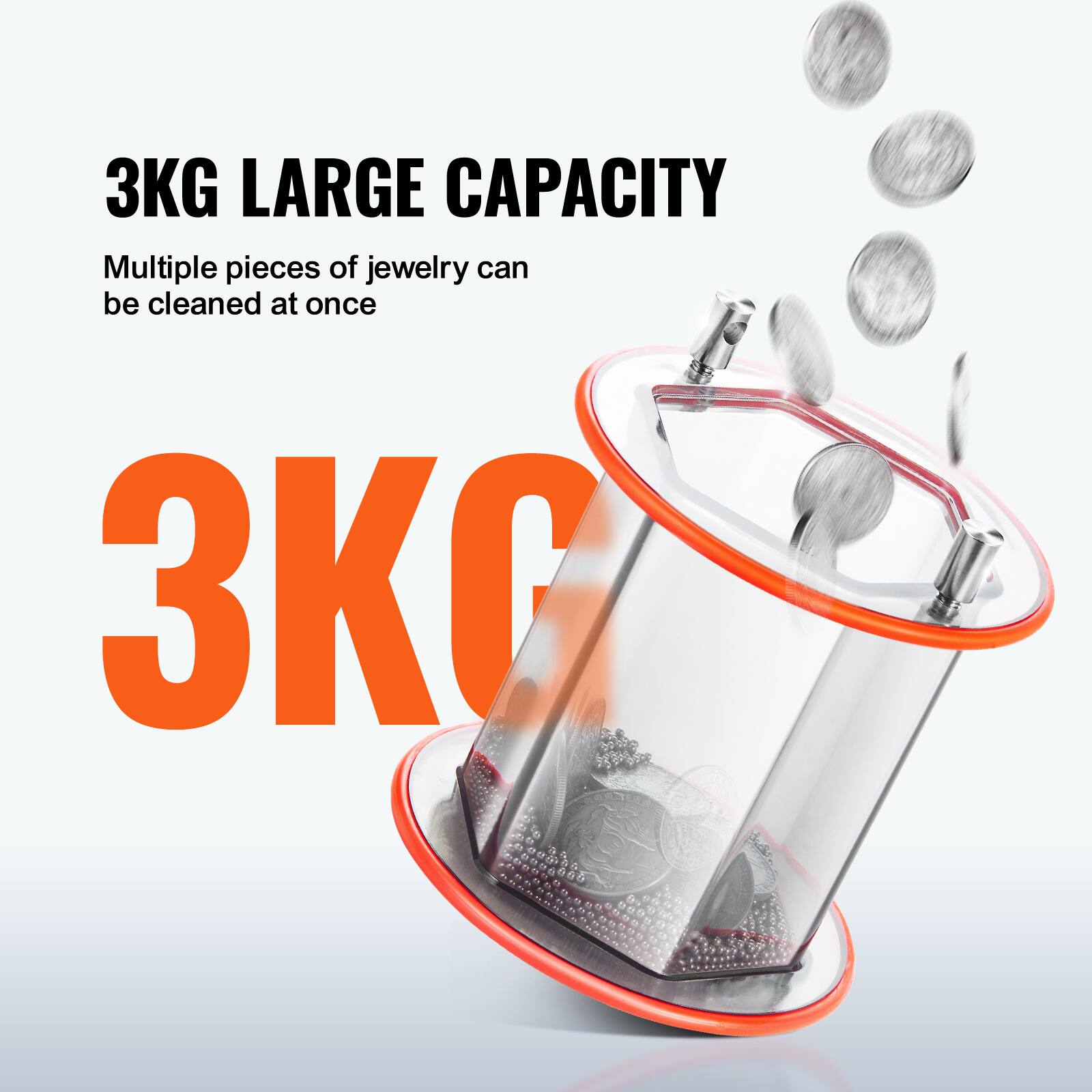3KG LARGE CAPACITY  
Multiple pieces of jewelry can be cleaned at once