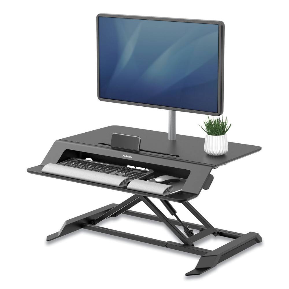 Alt View 1. Fellowes - Fellowes Mfg Co. 8215001 Lotus LT 34.38 in. x 28.38 in. x 7.62 in. Sit-Stand Workstation- Black - Black.