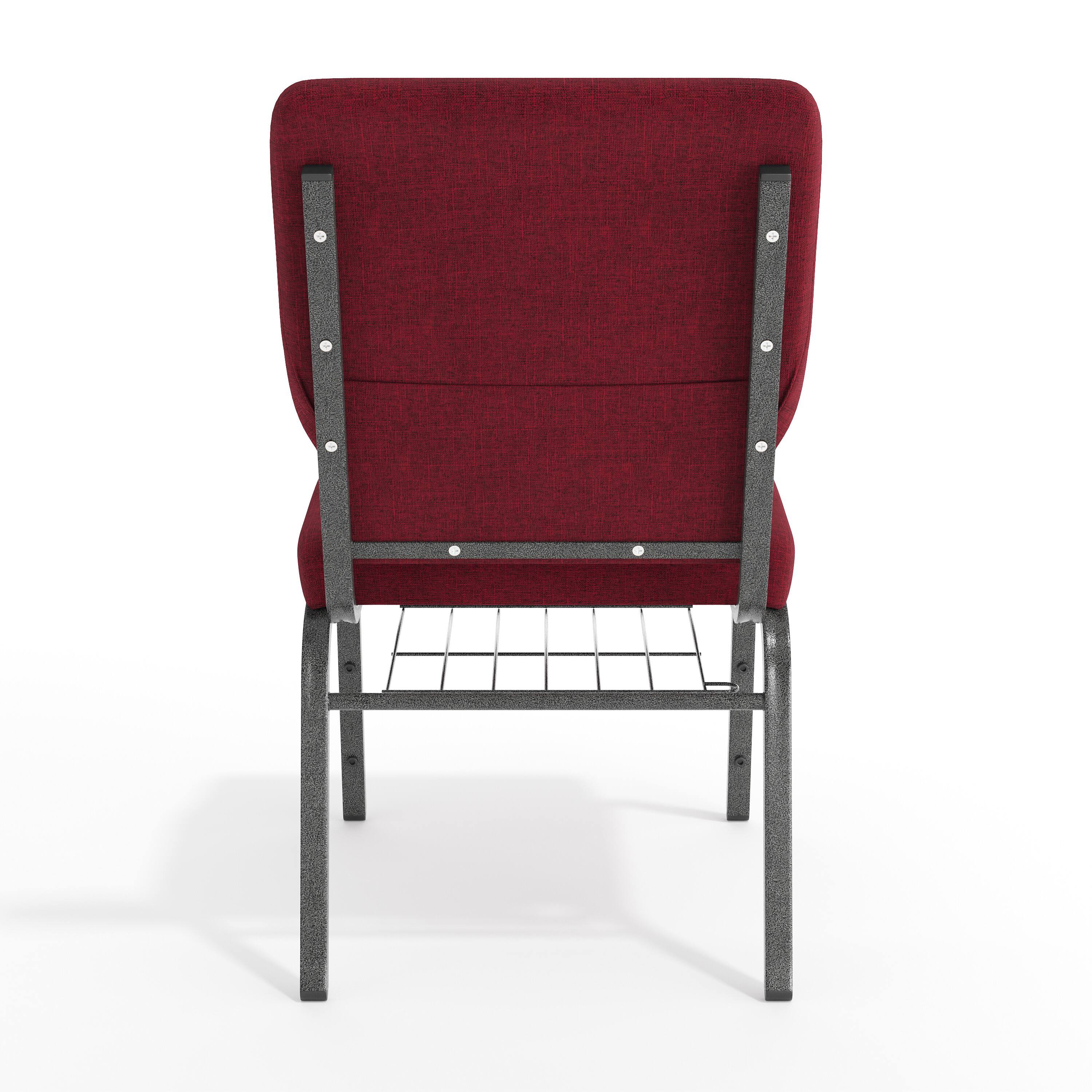Alt View 7. Emma + Oliver - 18.5"W Church/Reception Guest Chair with Communion Cup Book Rack - Red Fabric/Silver Vein Frame.