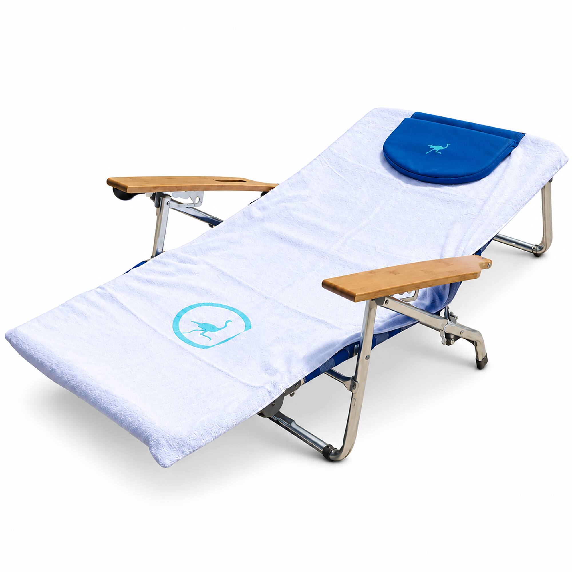 Front. Ostrich - Ostrich Custom Fitted Towel for 3N1 Outdoor Lounge Beach Chair, Towel Cover Only - white.