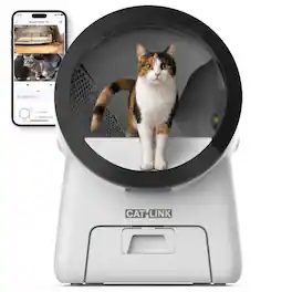 CatLink - Scoop Robot Pro Smart Self-Cleaning Litter Box AI Health Monitor Odor Control Multi-Cat - White, Without Auto Refiller Set