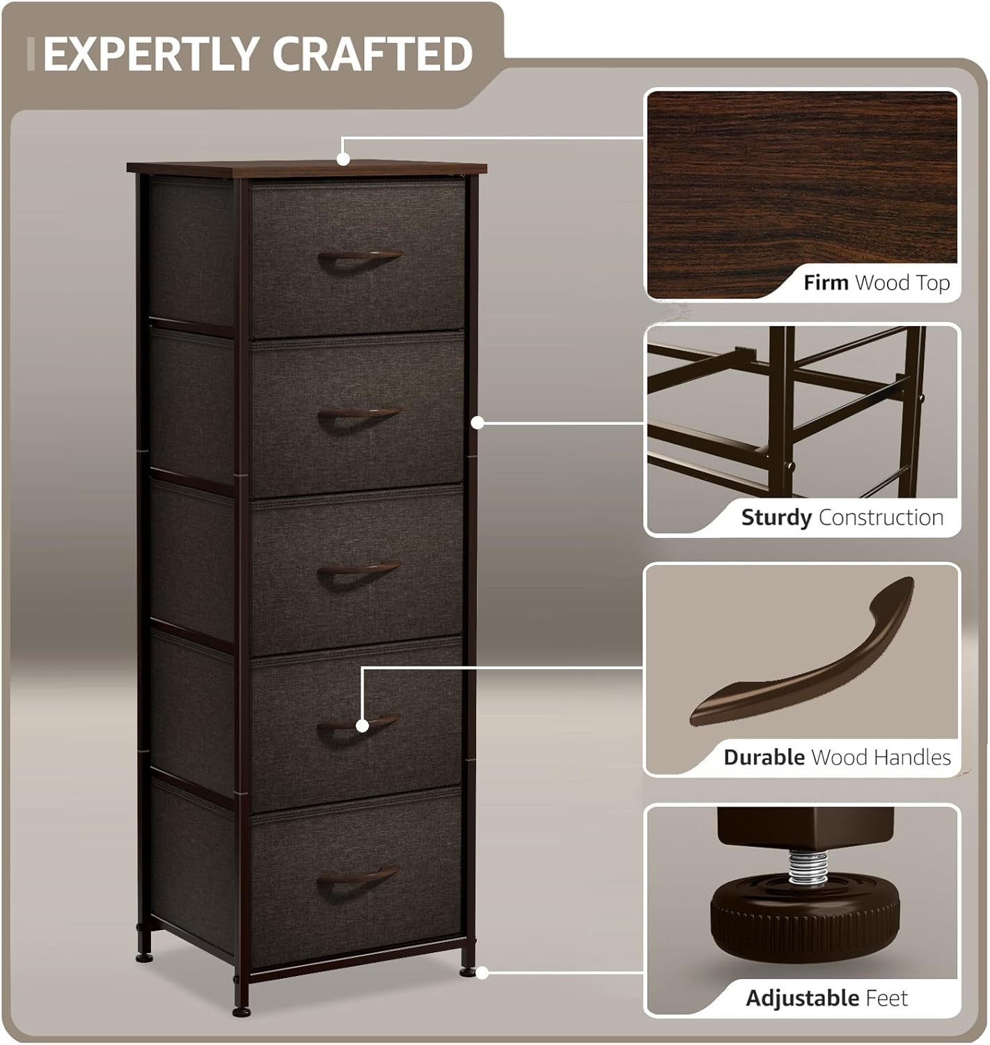 EXPERTLY CRAFTED

- Firm Wood Top
- Sturdy Construction
- Durable Wood Handles
- Adjustable Feet