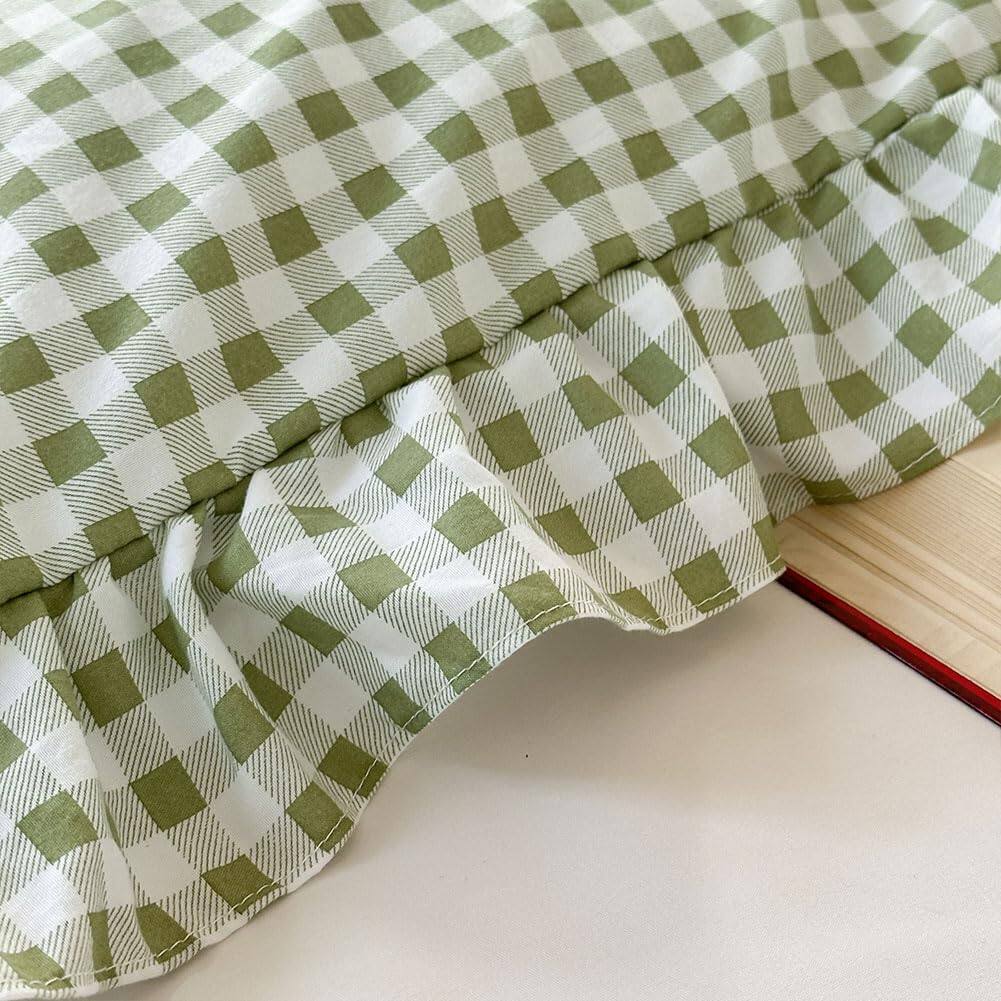 Alt View 2. Earthley Blooms - Gingham Ruffle Duvet Cover Size 2 Pieces Soft Prewashed Microfiber Checked Plaid Comforter Set Vintage - Purple Gingham-Queen/Full.
