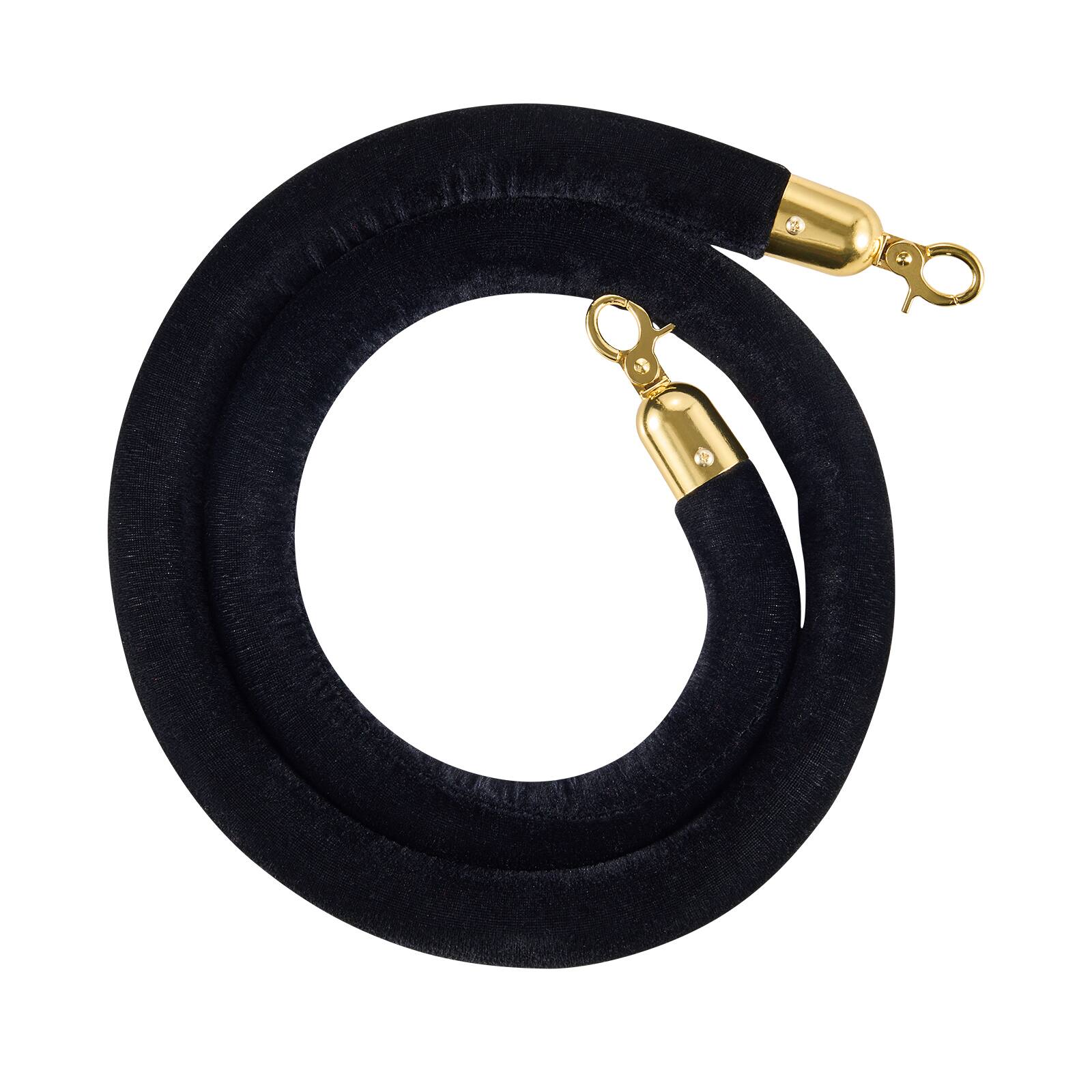 Alt View 5. VEVOR - 4 Pcs Black Velvet Stanchion Ropes, 5 ft Crowd Control Stanchion Black Velvet Ropes with Gold Hooks, Post Queue Barrier - Golden black.