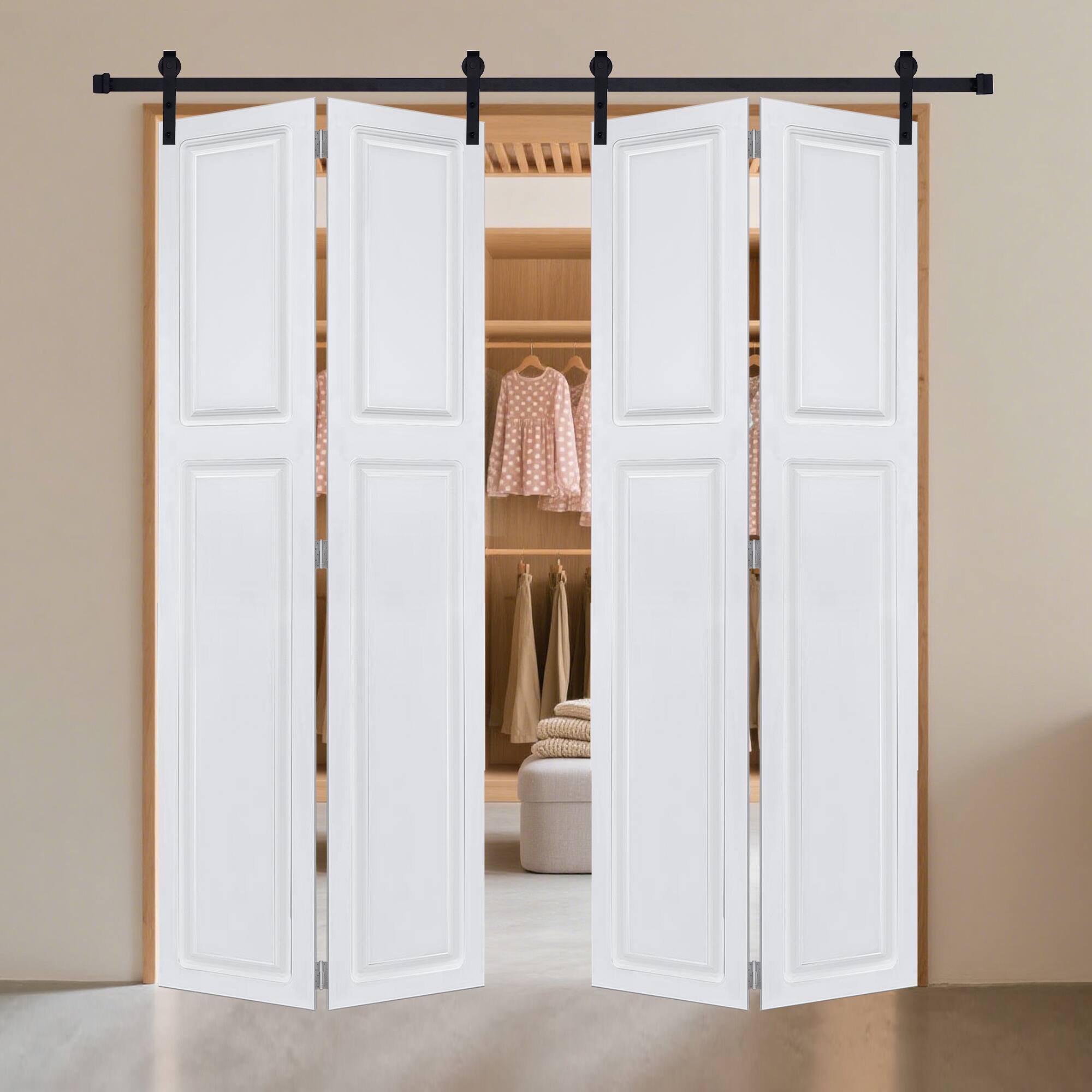 Alt View 1. Boyel Living - Milk White Modern 2-Panel Barn Sliding Door 36-in L x 0.75-in W x 84-in H with Hardware Kit - Milk White.