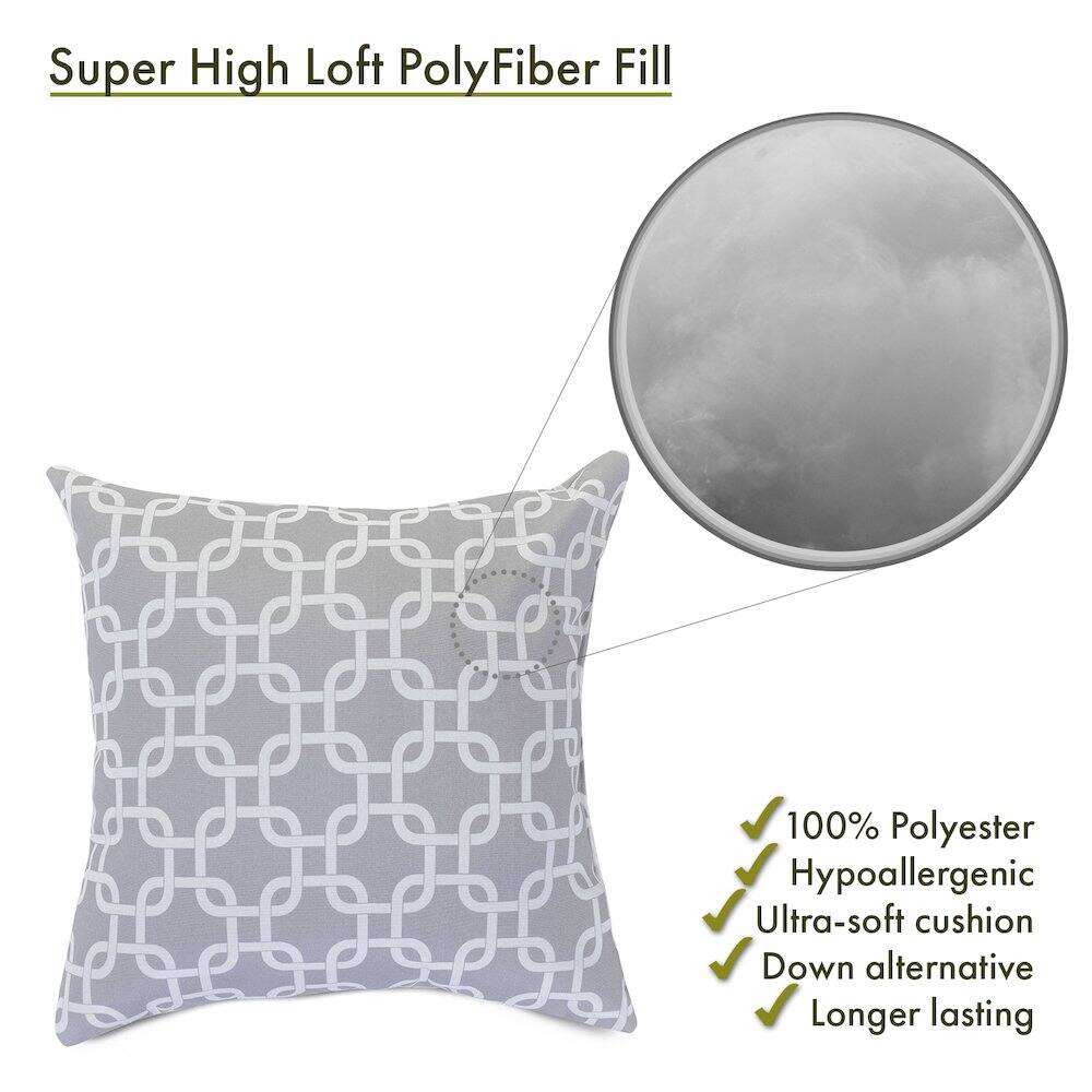 Super High Loft PolyFiber Fill

- 100% Polyester
- Hypoallergenic
- Ultra-soft cushion
- Down alternative
- Longer lasting
