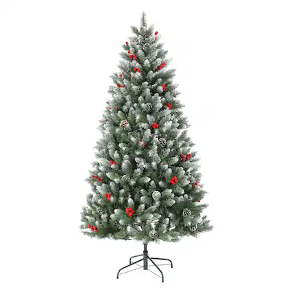 Front. Acekool - 6FT Pre-Lit Artificial Christmas Tree - Pre-Decorated Fluffy Fraser Fir with 350 Warm White Lights - Green.