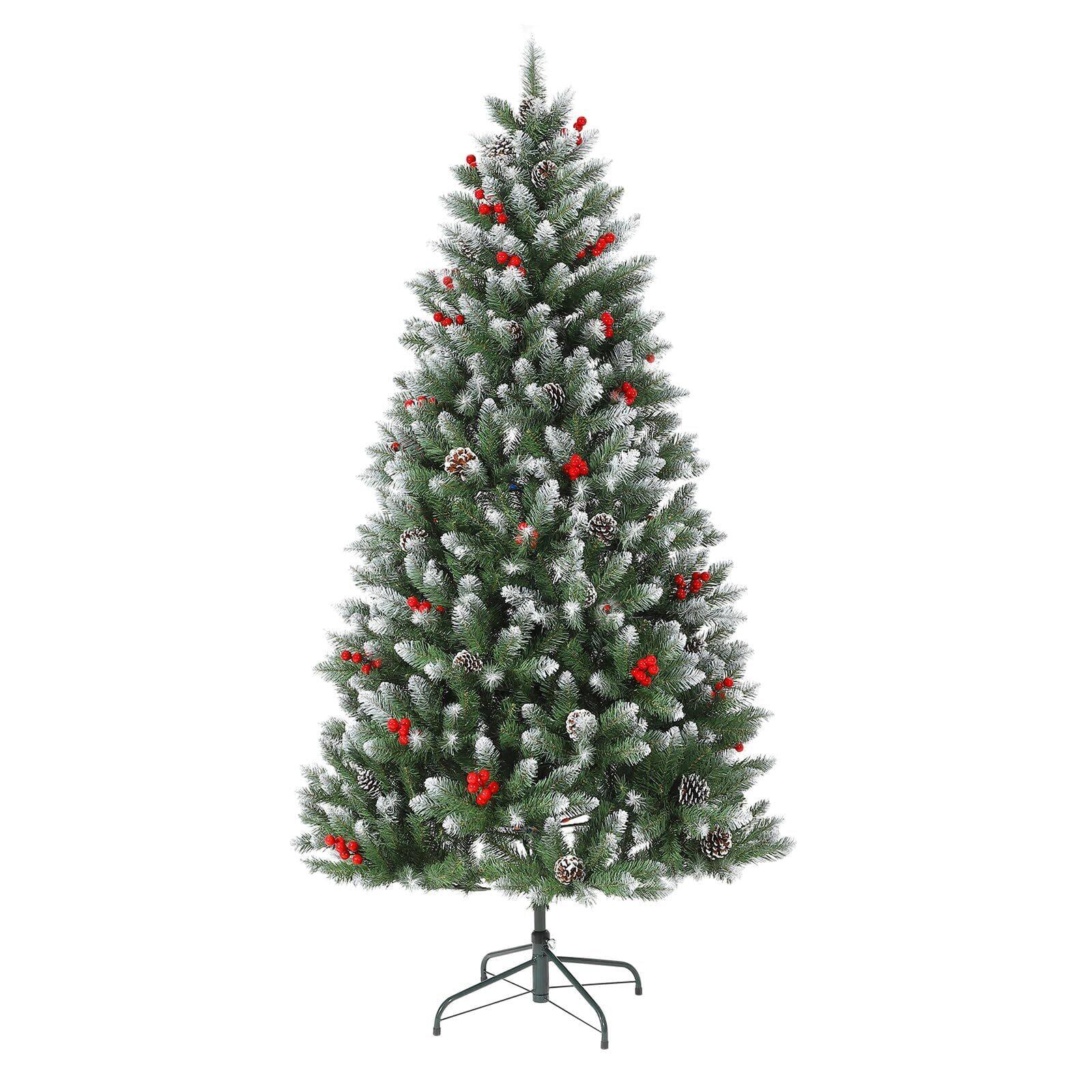 Front. Acekool - 6FT Pre-Lit Artificial Christmas Tree - Pre-Decorated Fluffy Fraser Fir with 350 Warm White Lights - Green.