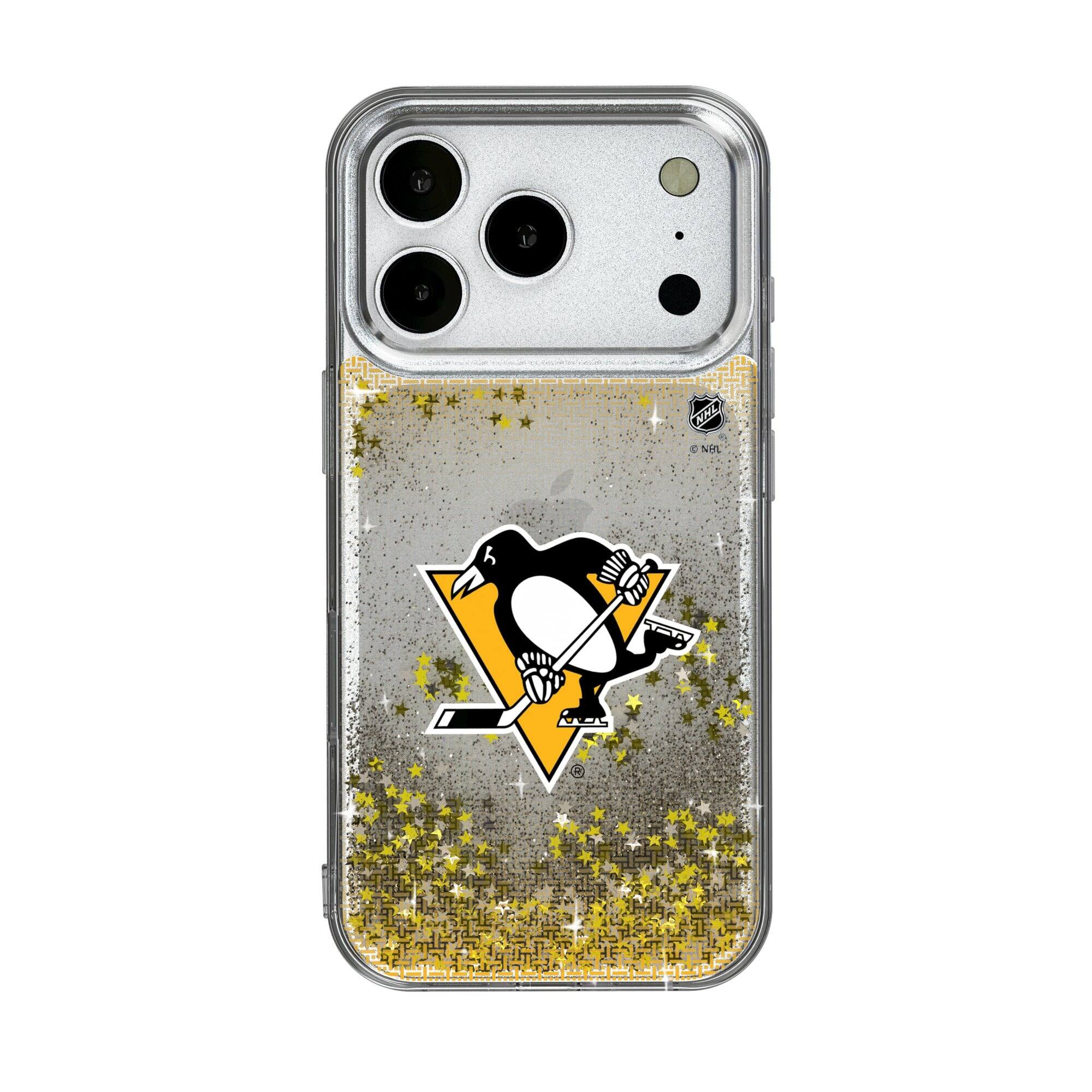 Keyscaper - NHL - Pittsburgh Penguins Linen Logo iPhone Glitter Case - 14 - Multicolor
