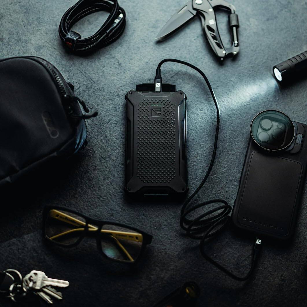 Alt View 6. Dark Energy - Poseidon Pro 10,000 mAh Power Bank with Spectre 18W Folding Solar Panel | Complete Off-Grid Solar Generator for Camping - Black 18W-Gray.
