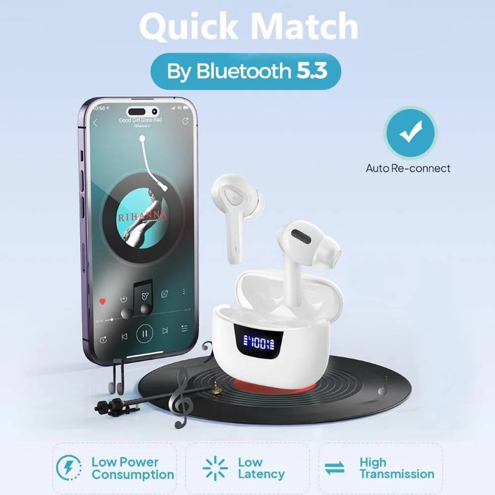 Quick Match  
By Bluetooth 5.3  

Auto Re-connect  

Low Power Consumption  
Low Latency  
High Transmission