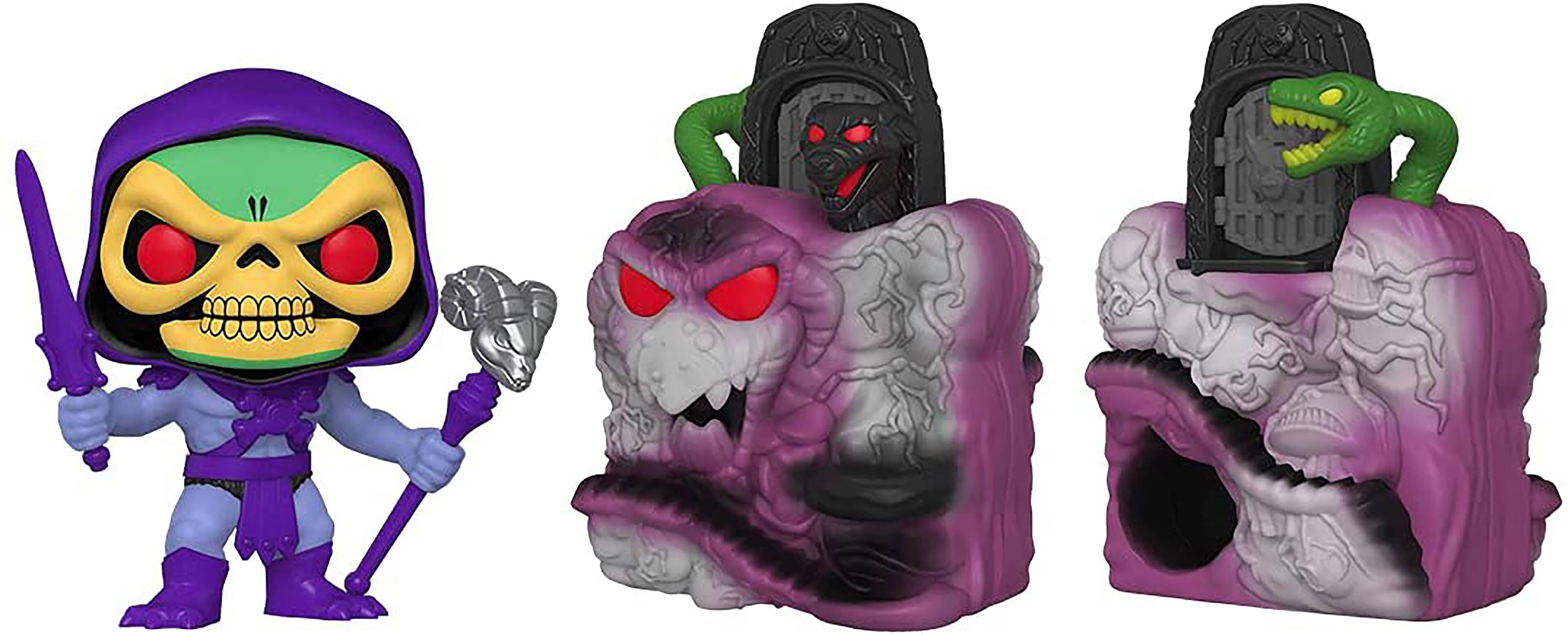 Front. Masters of the Universe - Masters of the Universe Funko POP Town Vinyl Figure | Snake Mountain w/ Skeletor - Purple.