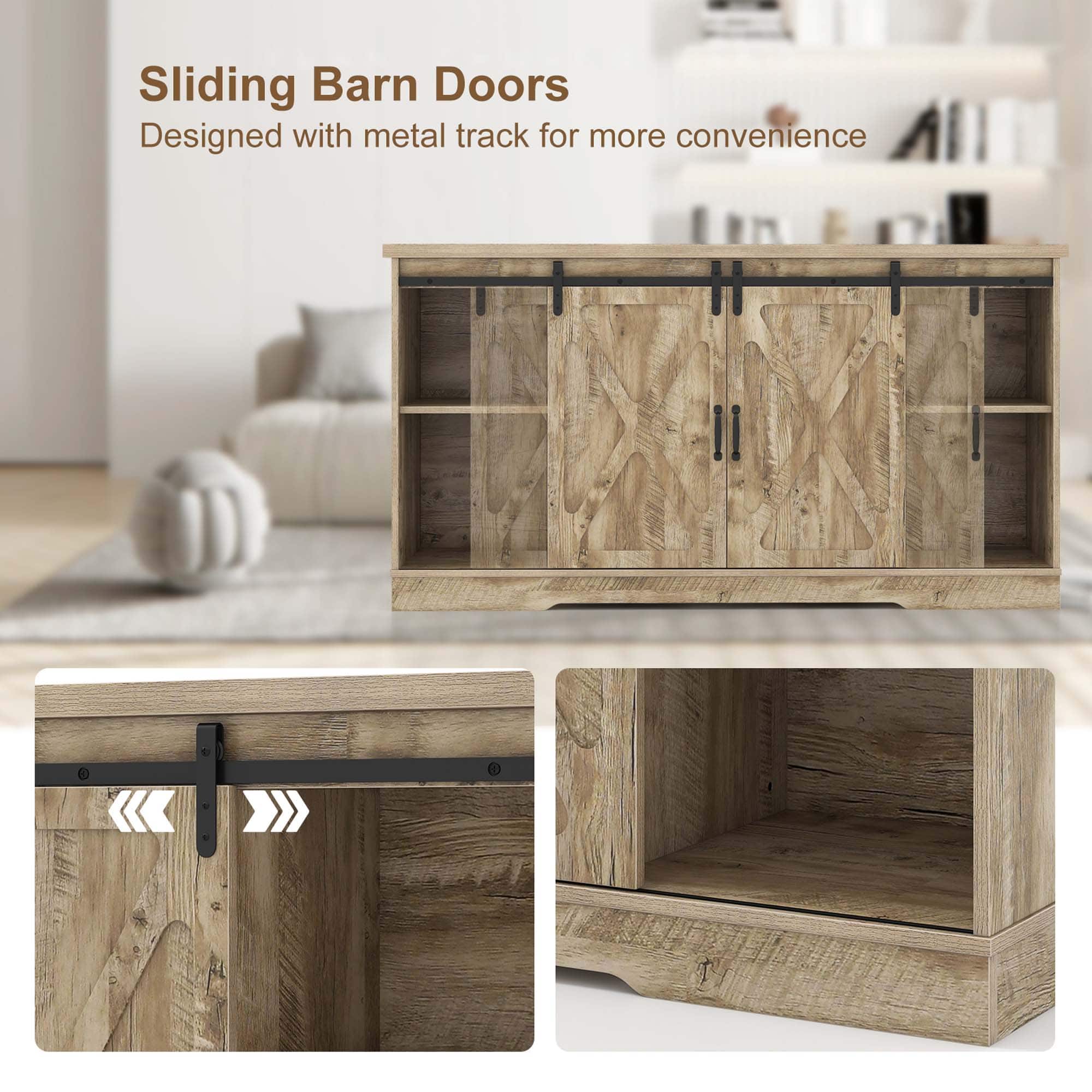 Sliding Barn Doors Designed with Metal Track for More Convenience
