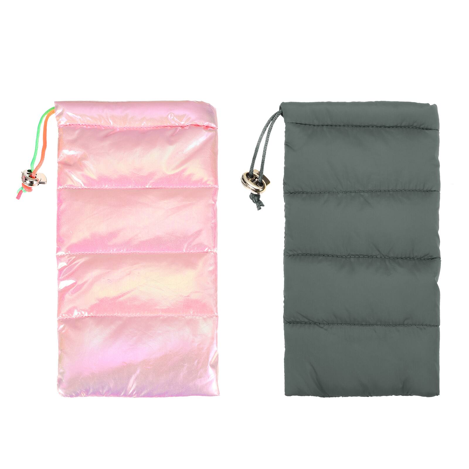 Front. Unique Bargains - 2pcs Soft Sunglass Pouch, Microfiber Glasses Pouch w/ Drawstring, Portable Eyeglass Storage for Phone & Glasses - Gray and Pink.