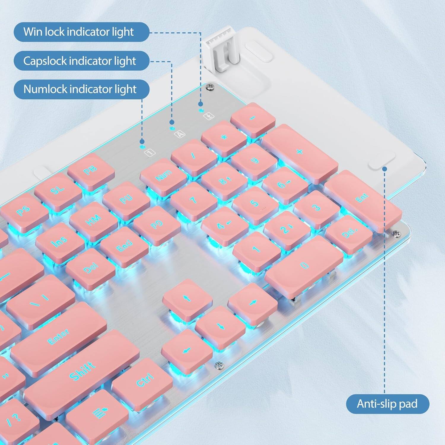Win lock indicator light  
Capslock indicator light  
Numlock indicator light  

PS SL Ins PB HM Del PU End A 11 I Num 7 PD A 8 - 4 I 9 5 1 + 6 - 3 21 I 0 Ent Del. - t I " I? I Enter Shift M Ctrl I Anti-slip pad