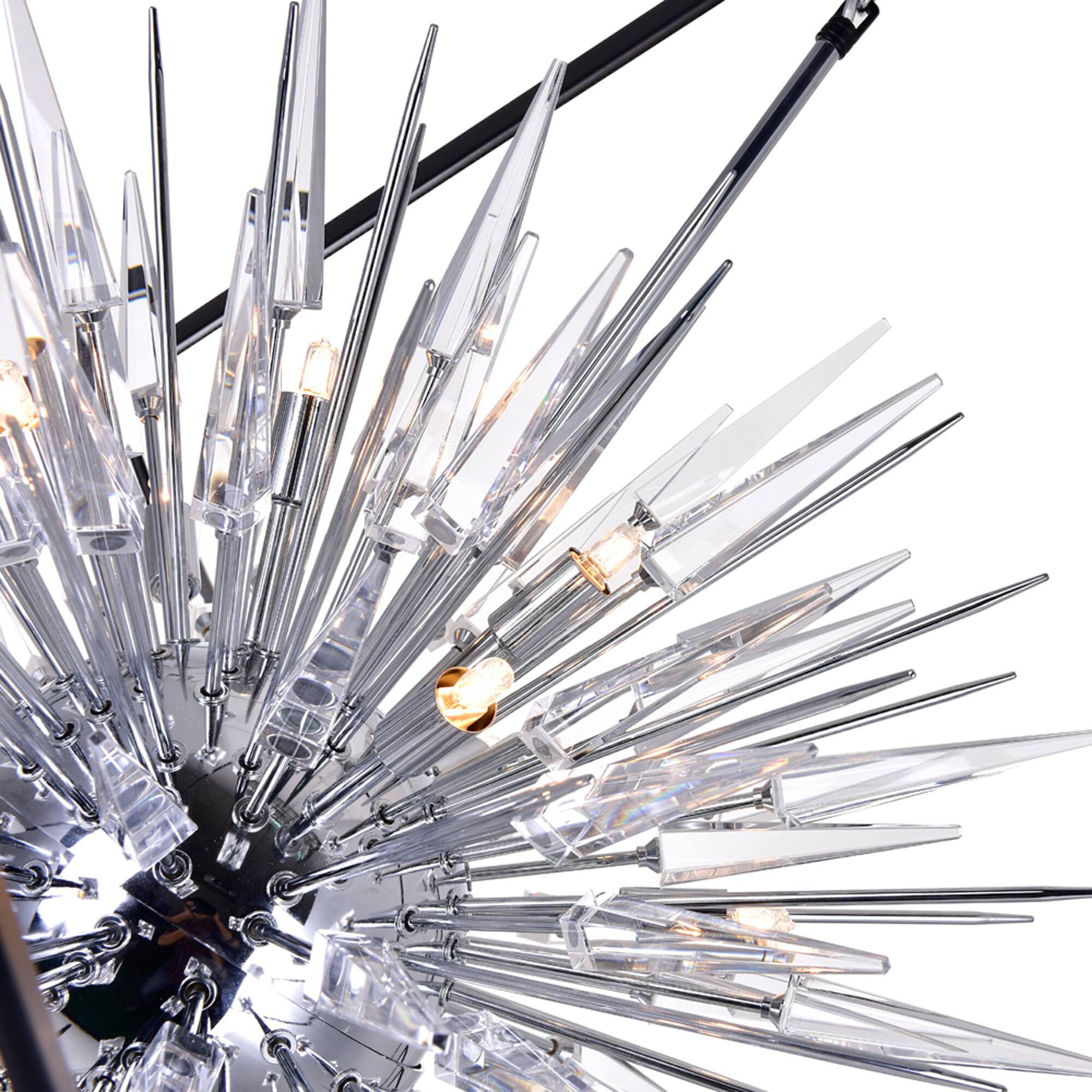 Alt View 1. CWI Lighting - Starburst 20 Light Chandelier With Chrome & Black Finish - Chrome & Black.