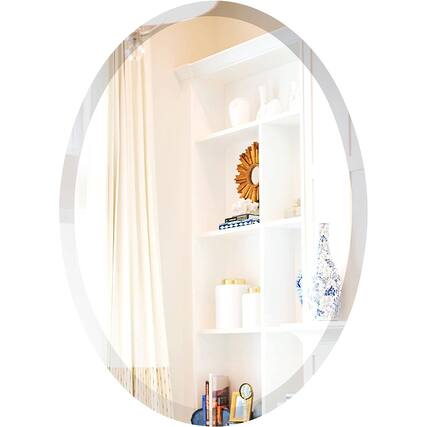 Front. Hivvago - Hivvago Oval 36 x 24-inch Beveled Bathroom Living Room Vanity Frameless Wall Mirror - Clear.